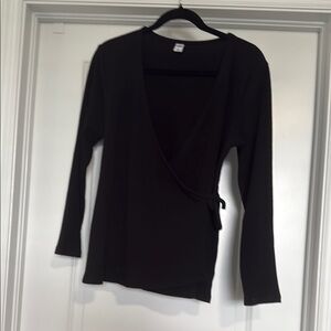 Old Navy Black Wrap Blouse